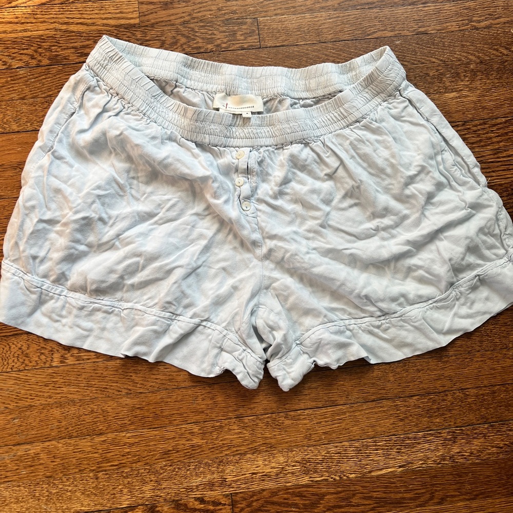 Anthropologie Women’s Light Blue Ruffle Lounge Sleep Short Size Medium